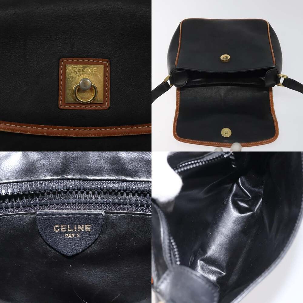 CELINE Shoulder Bag Leather Black Gold - Picture 11 of 12